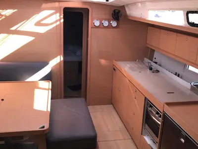 Salon of Familia, a Dufour 460 Grand Large sailboat at Athens, Greece