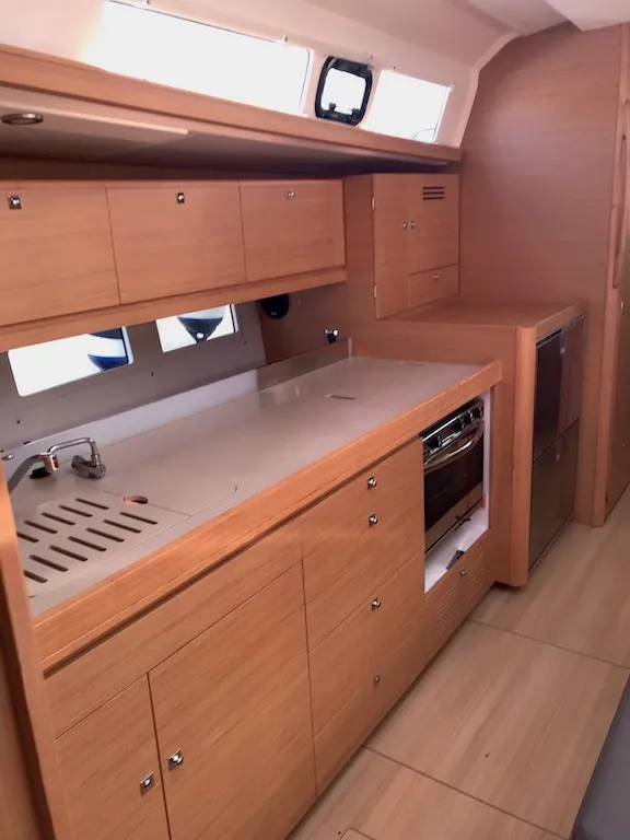 Galley of Familia, a Dufour 460 Grand Large sailboat at Athens, Greece