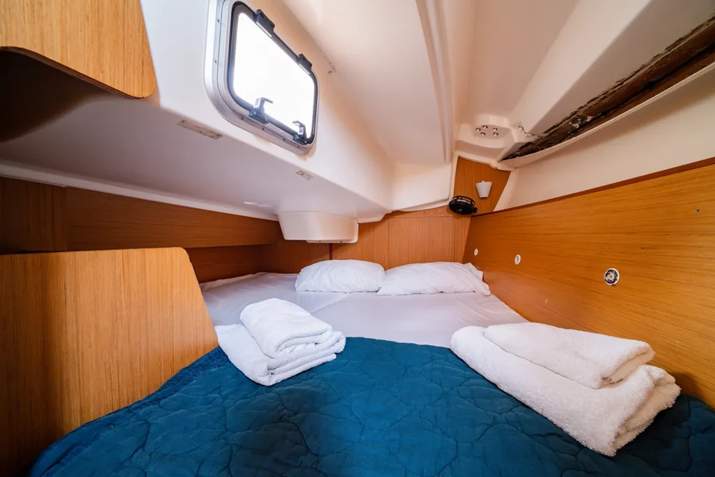 Cabin on Regina IV, a Jeanneau Sun Odyssey 32i sailboat at Lavreotiki Municipal Unit, Greece