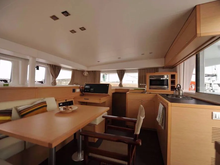 Salon of Ipanema, a Lagoon 400 S2 catamaran at Athens, Greece