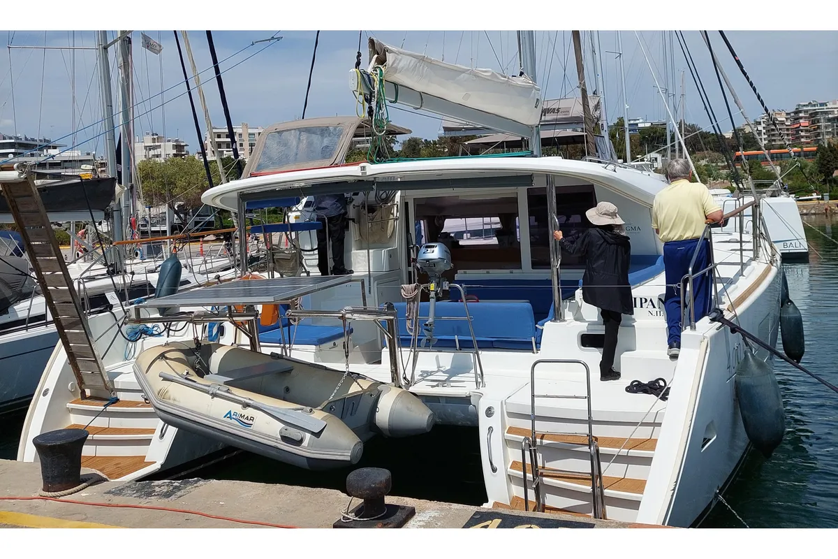Exterior view of Ipanema, a Lagoon 400 S2 catamaran at Athens, Greece