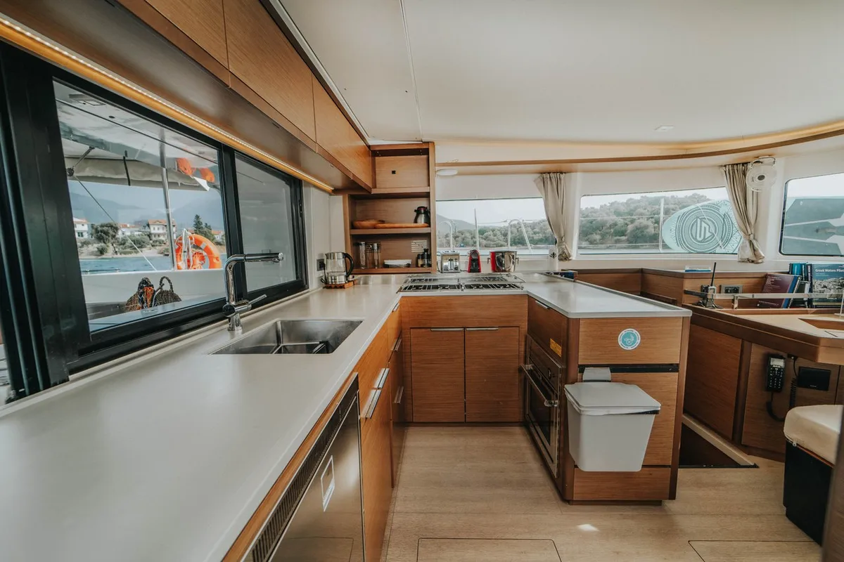 Galley of Hydra, a Lagoon 46 catamaran at Fethiye, Turkey