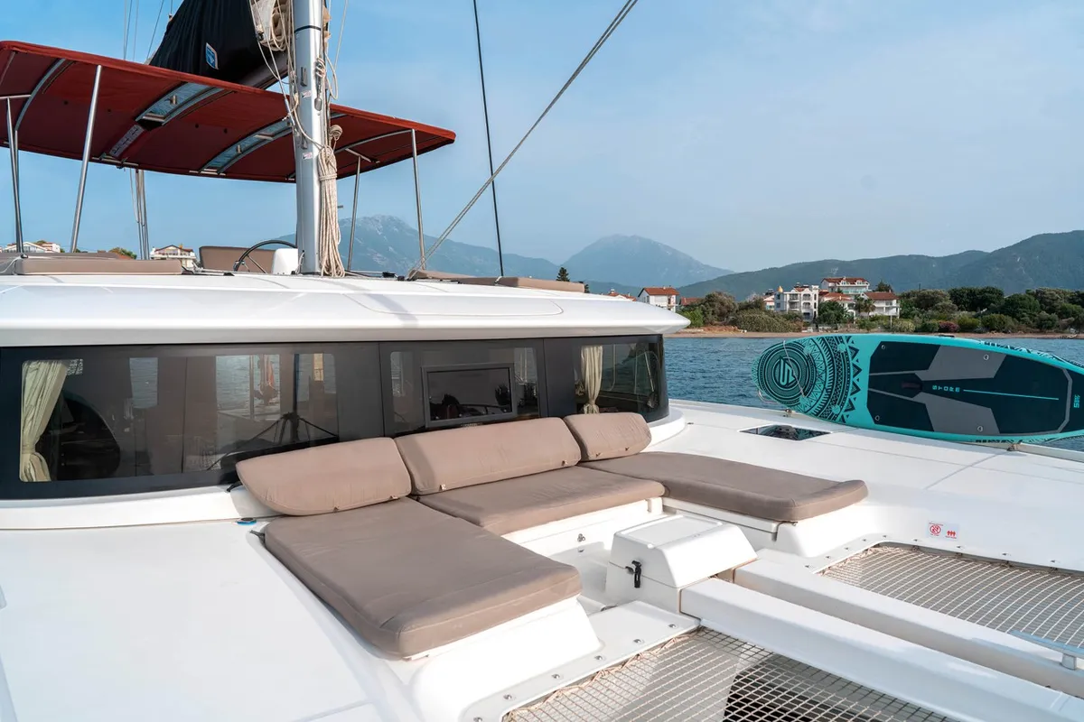 Deck of Hydra, a Lagoon 46 catamaran at Fethiye, Turkey
