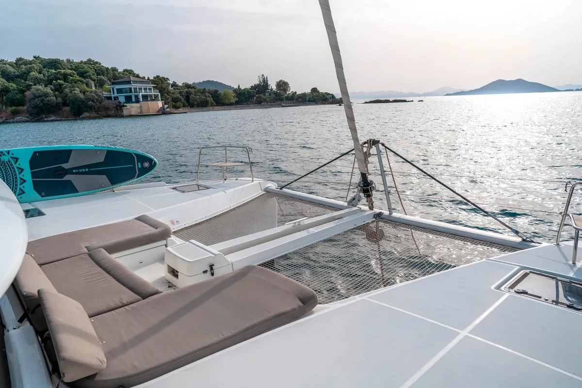 Deck of Hydra, a Lagoon 46 catamaran at Fethiye, Turkey