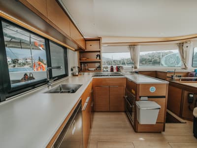 Galley of Hydra, a Lagoon 46 catamaran at Fethiye, Turkey