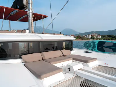 Deck of Hydra, a Lagoon 46 catamaran at Fethiye, Turkey