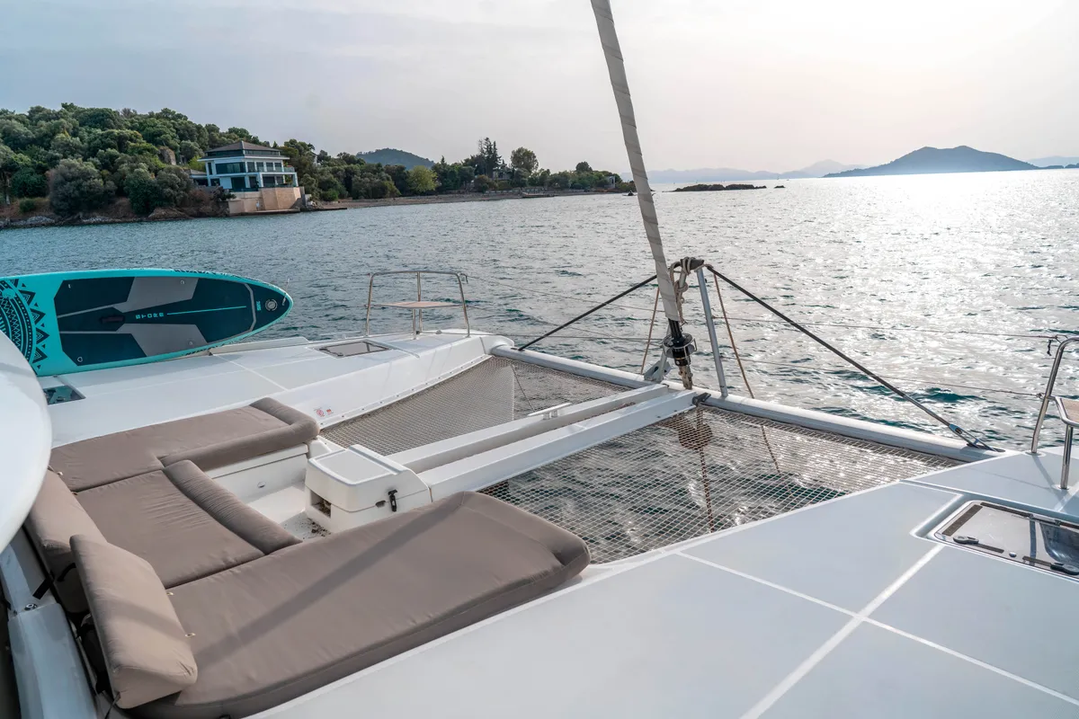 Deck of Hydra, a Lagoon 46 catamaran at Fethiye, Turkey