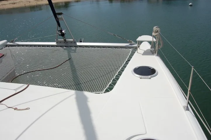 Deck of Piropo Primero, a Fountaine Pajot Belize 43 catamaran at es Jonquet, Spain