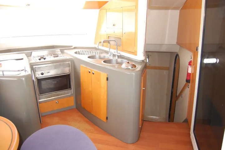 Galley of Piropo Primero, a Fountaine Pajot Belize 43 catamaran at es Jonquet, Spain