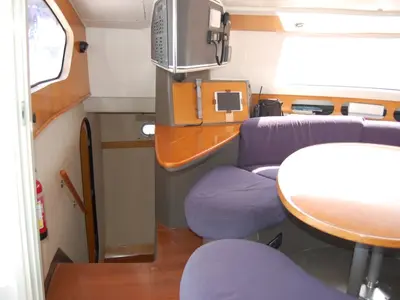 Salon of Piropo Primero, a Fountaine Pajot Belize 43 catamaran at es Jonquet, Spain