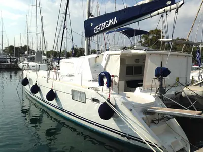 Salon of Georgina, a Lagoon 440 catamaran at Athens, Greece