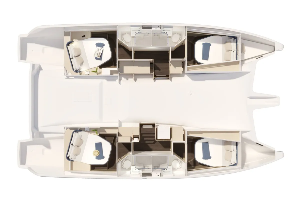Floor plan of CLEOCATRA, a Fountaine Pajot FP 44 catamaran at Lavrion, Greece