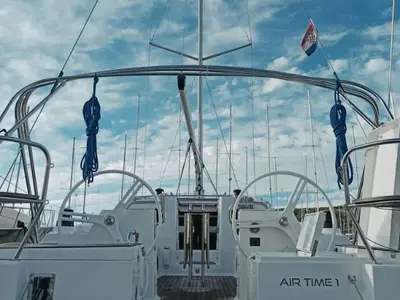 Cockpit of Airtime 1, a Elan Impression 40.1 sailboat at Punat, Croatia