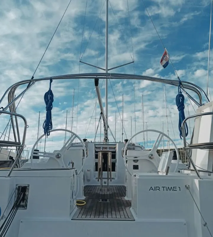Cockpit of Airtime 1, a Elan Impression 40.1 sailboat at Punat, Croatia
