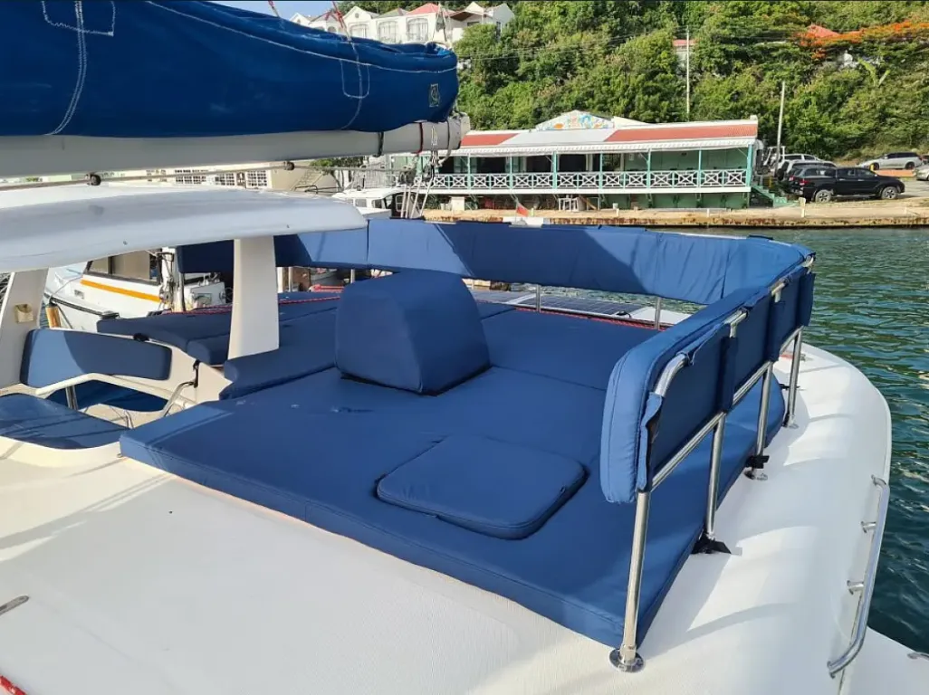 Deck of Moko Jumbie, a Leopard 46 catamaran at Ribishi, Saint Vincent and the Grenadines