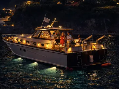 Micus, a Zarcos 40 motorboat at San Vito Lo Capo, Italy