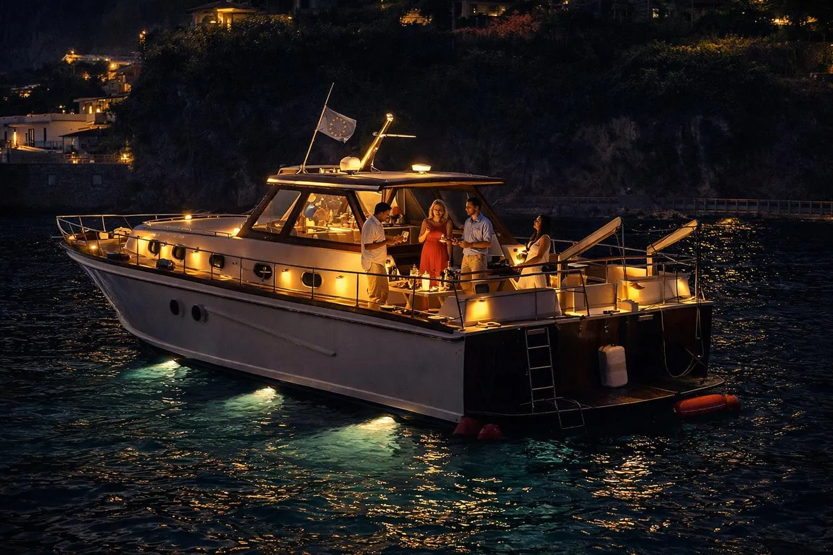 Micus, a Zarcos 40 motorboat at San Vito Lo Capo, Italy