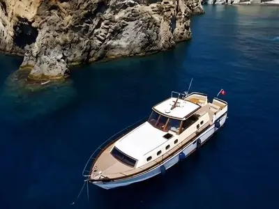 Micus, a Zarcos 40 motorboat at San Vito Lo Capo, Italy