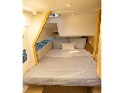 Cabin on Aquilotto, a Aquila 32 Sport catamaran at Cannigione, Italy