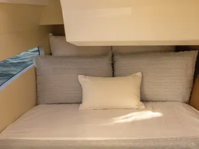 Cabin on Aquilotto, a Aquila 32 Sport catamaran at Cannigione, Italy