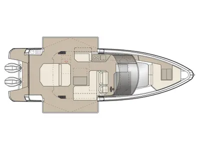 Floor plan of Paradox, a Saxdor 400 GTO motorboat at Salamina, Greece