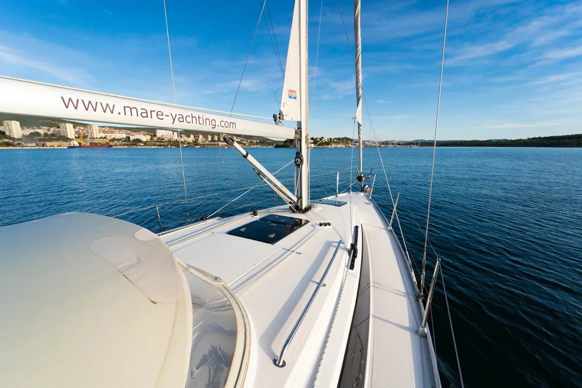 Deck of Cleopatra, a Bavaria Cruiser 33 sailboat at Grad Šibenik, Croatia