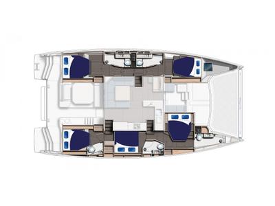 Floor plan of Leopard 50, a catamaran at Roche Caiman, Seychelles