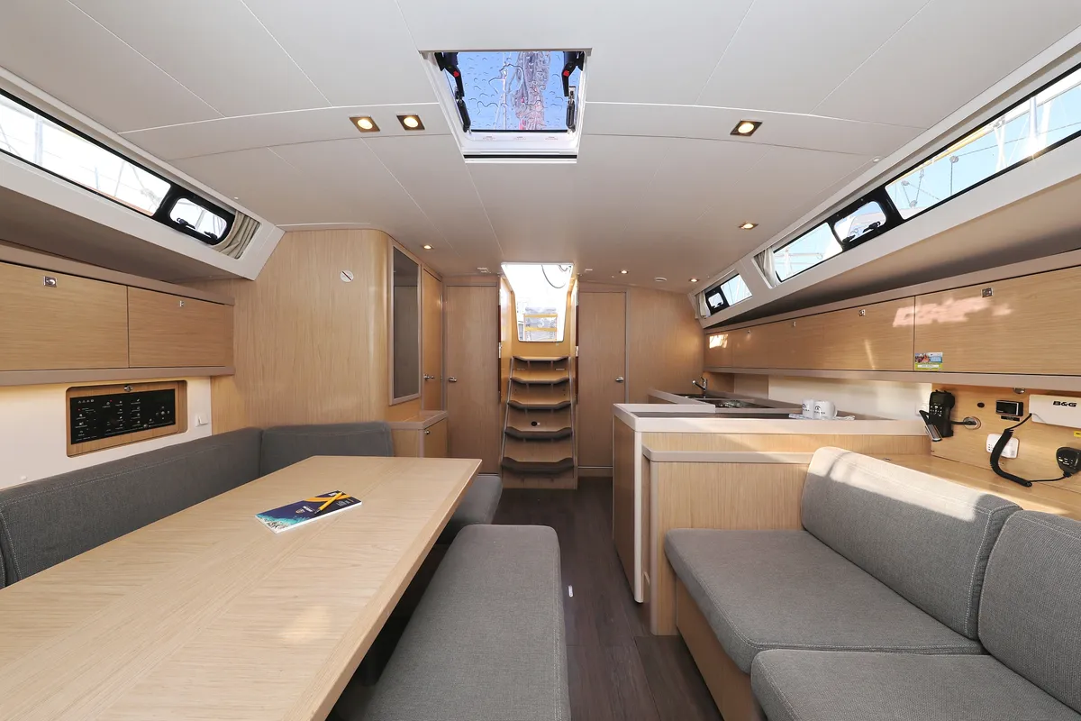 Salon of Barbarella, a Beneteau Oceanis 45 sailboat at Trogir, Croatia