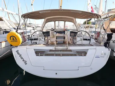 Cockpit of Barbarella, a Beneteau Oceanis 45 sailboat at Trogir, Croatia