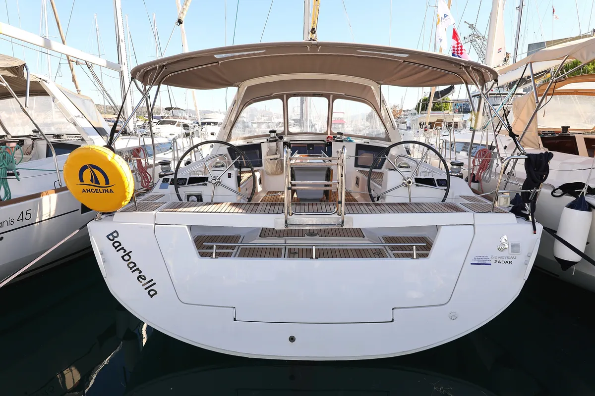 Cockpit of Barbarella, a Beneteau Oceanis 45 sailboat at Trogir, Croatia