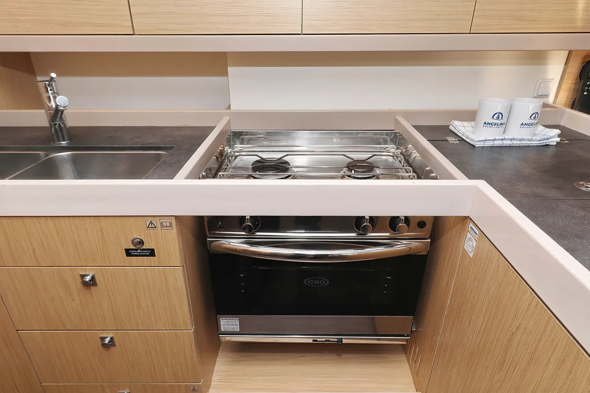 Galley of Barbarella, a Beneteau Oceanis 45 sailboat at Trogir, Croatia