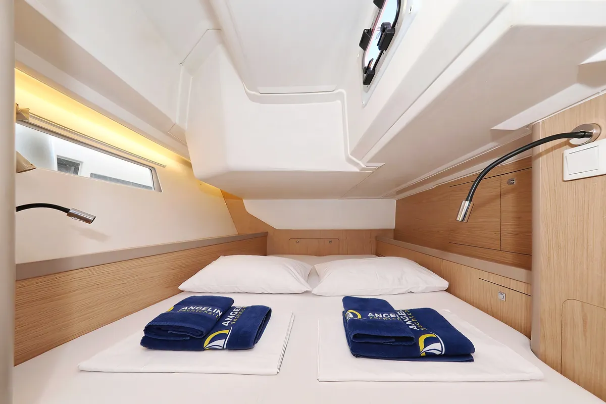 Cabin on Barbarella, a Beneteau Oceanis 45 sailboat at Trogir, Croatia