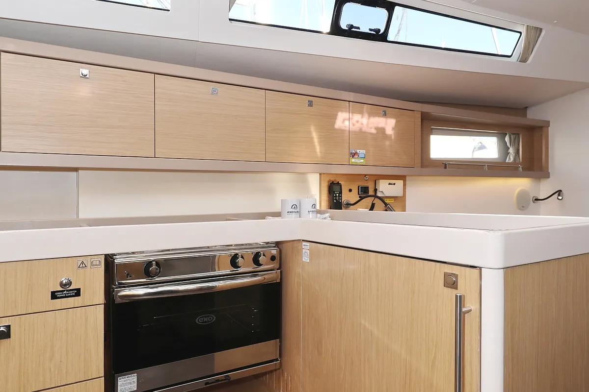 Galley of Barbarella, a Beneteau Oceanis 45 sailboat at Trogir, Croatia