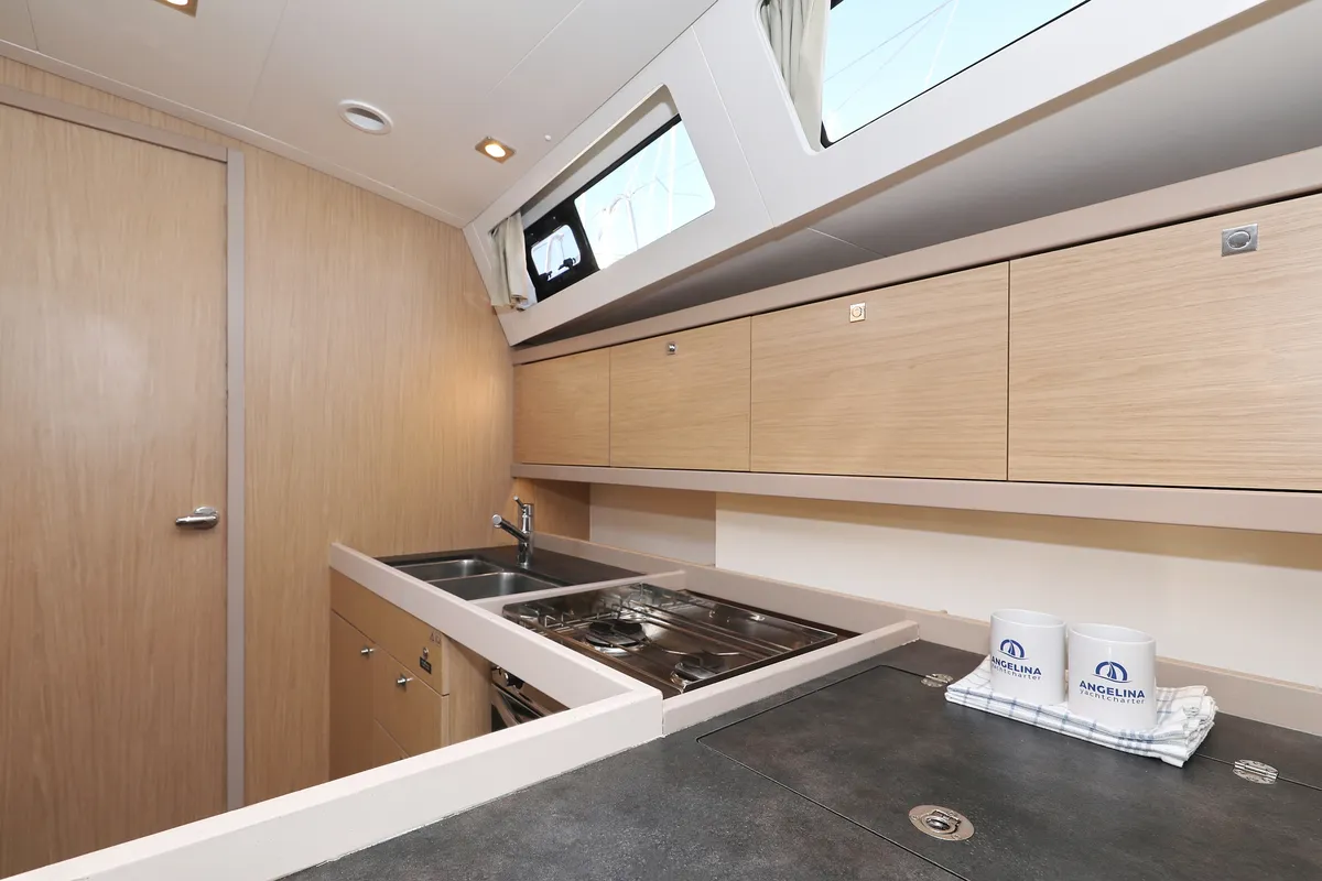 Galley of Barbarella, a Beneteau Oceanis 45 sailboat at Trogir, Croatia