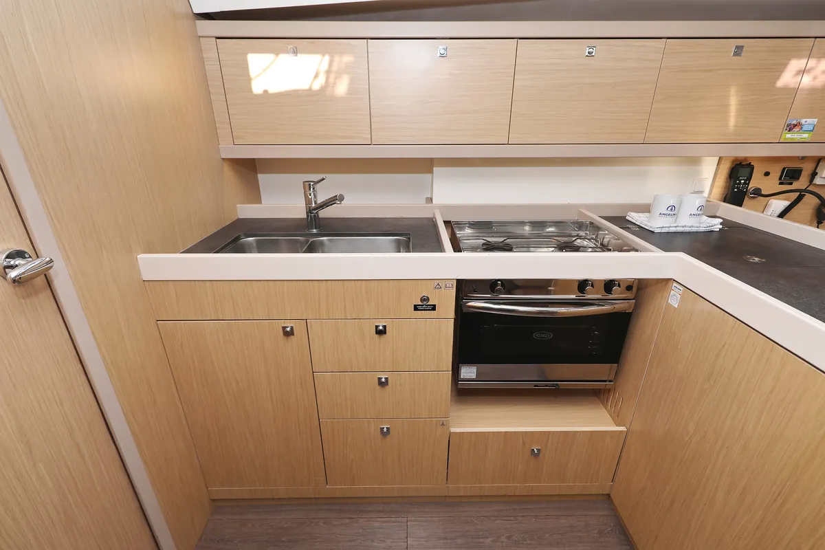 Galley of Barbarella, a Beneteau Oceanis 45 sailboat at Trogir, Croatia