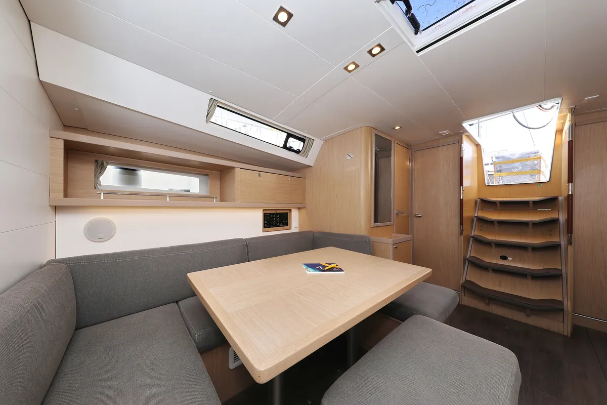 Salon of Barbarella, a Beneteau Oceanis 45 sailboat at Trogir, Croatia