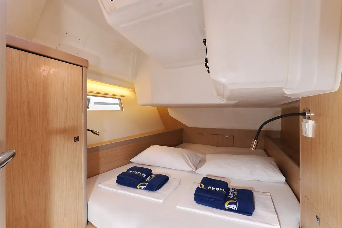 Cabin on Barbarella, a Beneteau Oceanis 45 sailboat at Trogir, Croatia