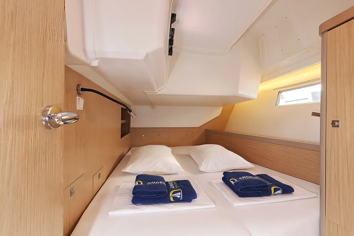 Cabin on Barbarella, a Beneteau Oceanis 45 sailboat at Trogir, Croatia