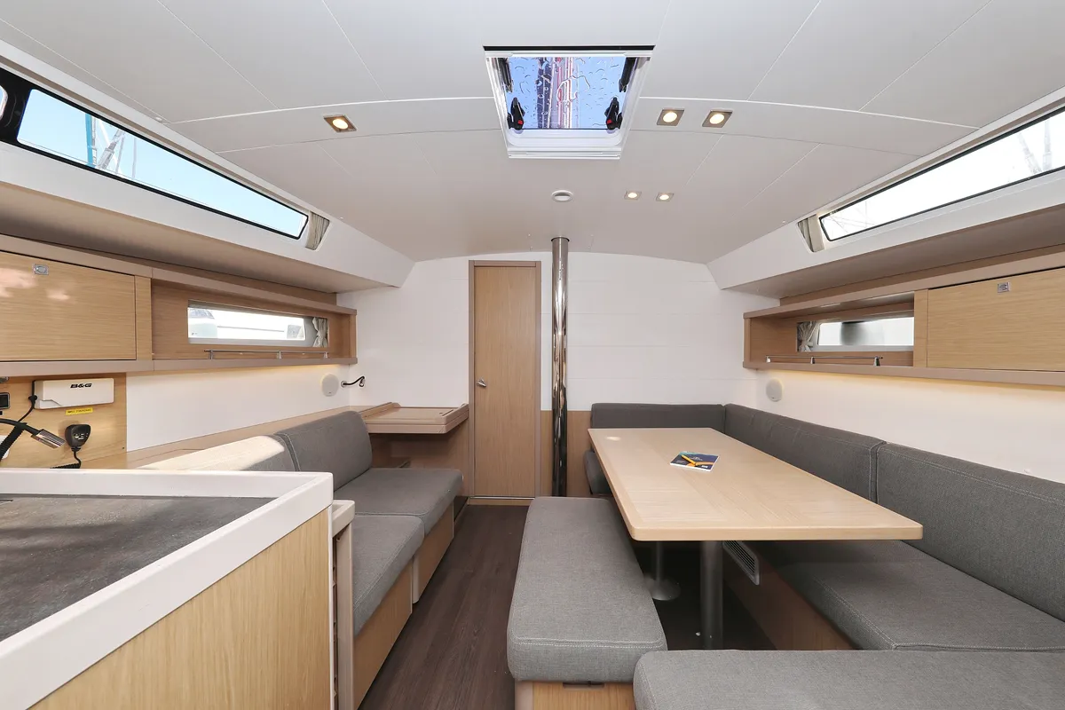 Salon of Barbarella, a Beneteau Oceanis 45 sailboat at Trogir, Croatia