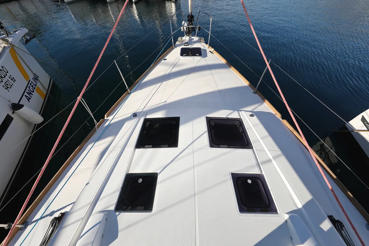 Deck of Barbarella, a Beneteau Oceanis 45 sailboat at Trogir, Croatia