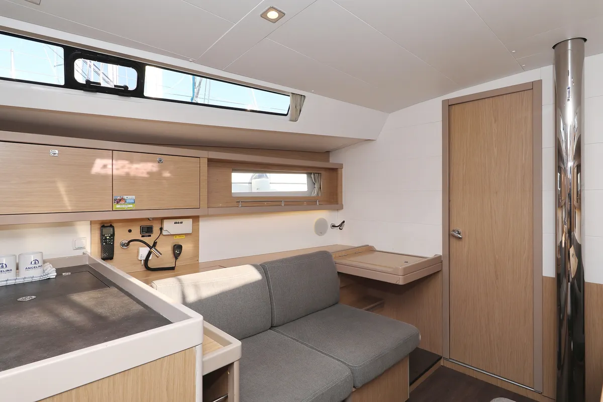 Salon of Barbarella, a Beneteau Oceanis 45 sailboat at Trogir, Croatia