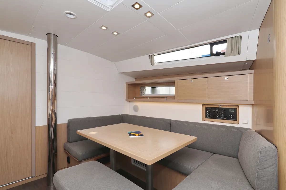 Salon of Barbarella, a Beneteau Oceanis 45 sailboat at Trogir, Croatia