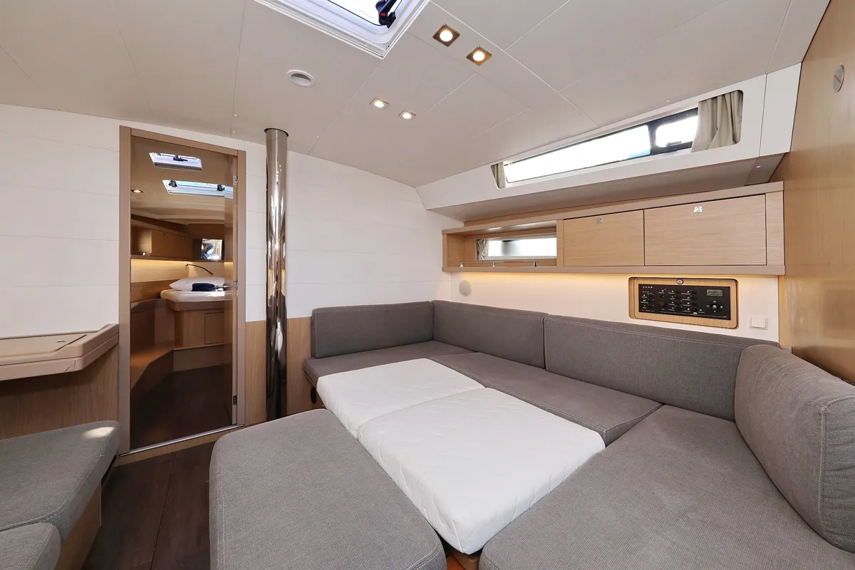 Salon of Barbarella, a Beneteau Oceanis 45 sailboat at Trogir, Croatia