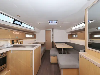 Salon of Barbarella, a Beneteau Oceanis 45 sailboat at Trogir, Croatia