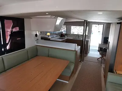 Salon of Kos 44.2, a Bali 4.4 catamaran at Municipal Unit of Lefkada, Greece