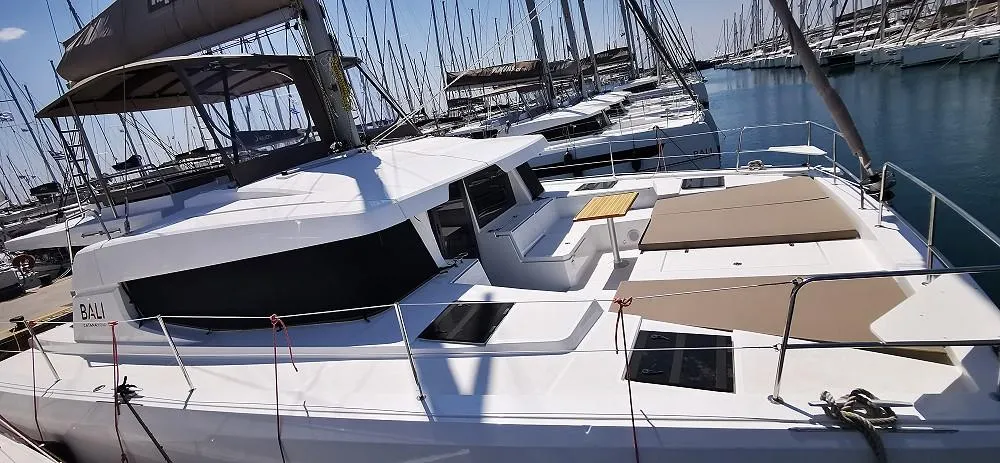 Deck of Kos 44.2, a Bali 4.4 catamaran at Municipal Unit of Lefkada, Greece