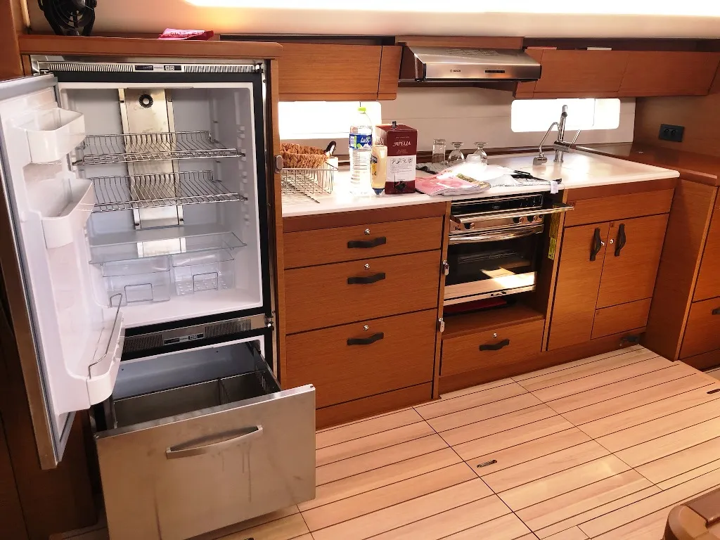 Galley of Wise John, a Jeanneau 54 sailboat at Skiathos, Greece