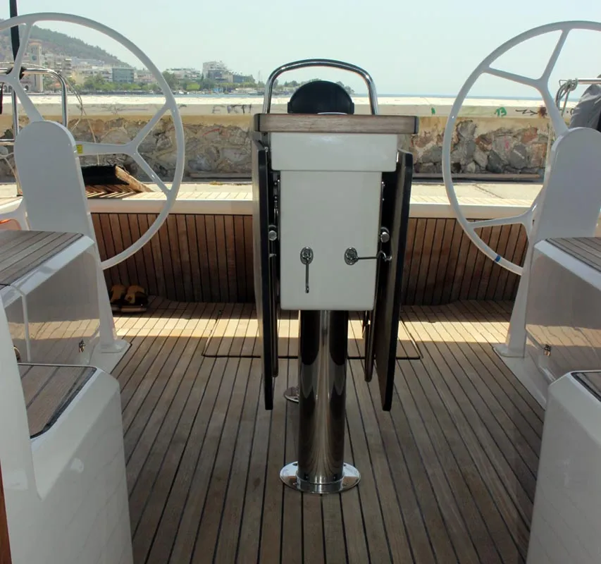 Cockpit of Divine, a Bavaria Cruiser 46 sailboat at Volos Municipality, Greece