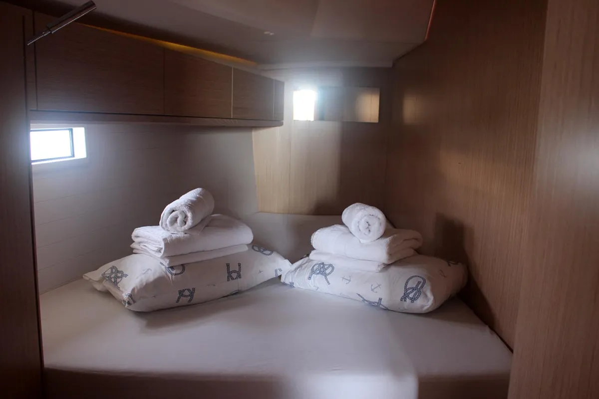 Cabin on Divine, a Bavaria Cruiser 46 sailboat at Volos Municipality, Greece