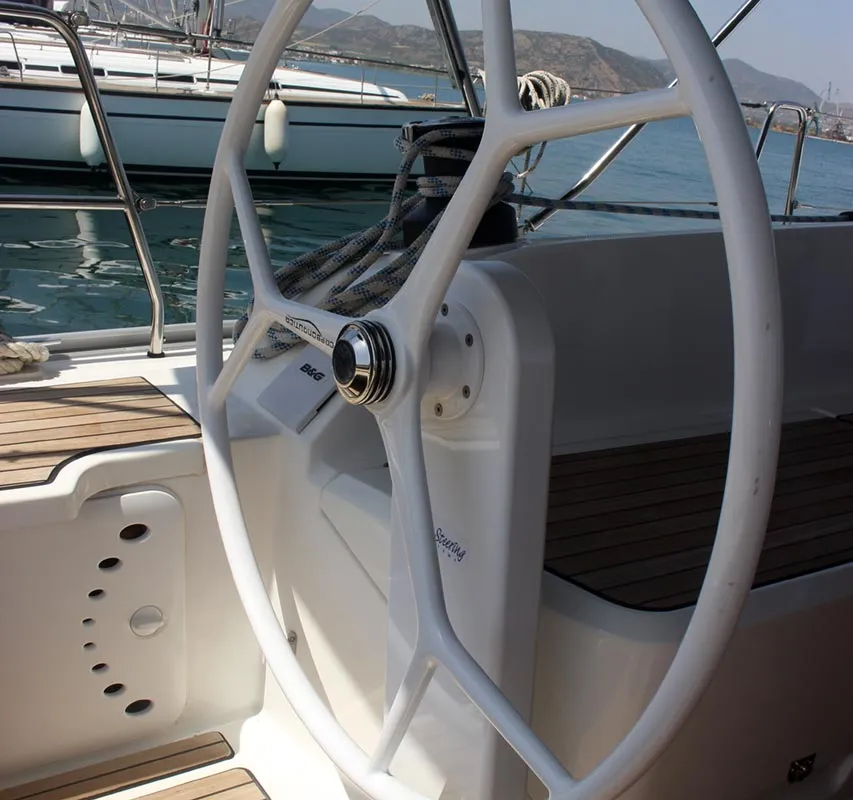 Cockpit of Divine, a Bavaria Cruiser 46 sailboat at Volos Municipality, Greece